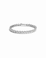 closeup image of silver tennis bracelet