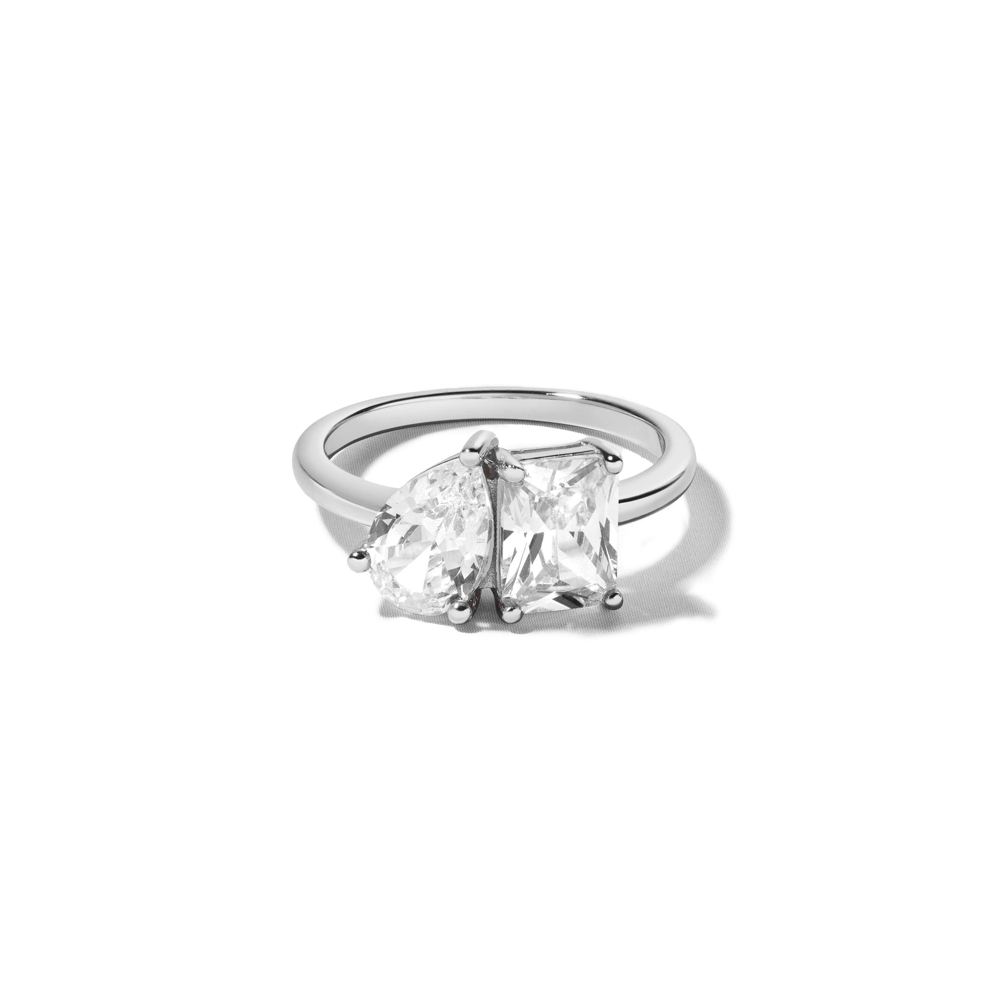 silver toi et moi engagement ring