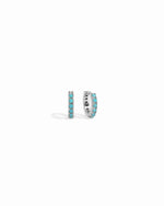 Pair of silver hoop earrings with turquoise stones 