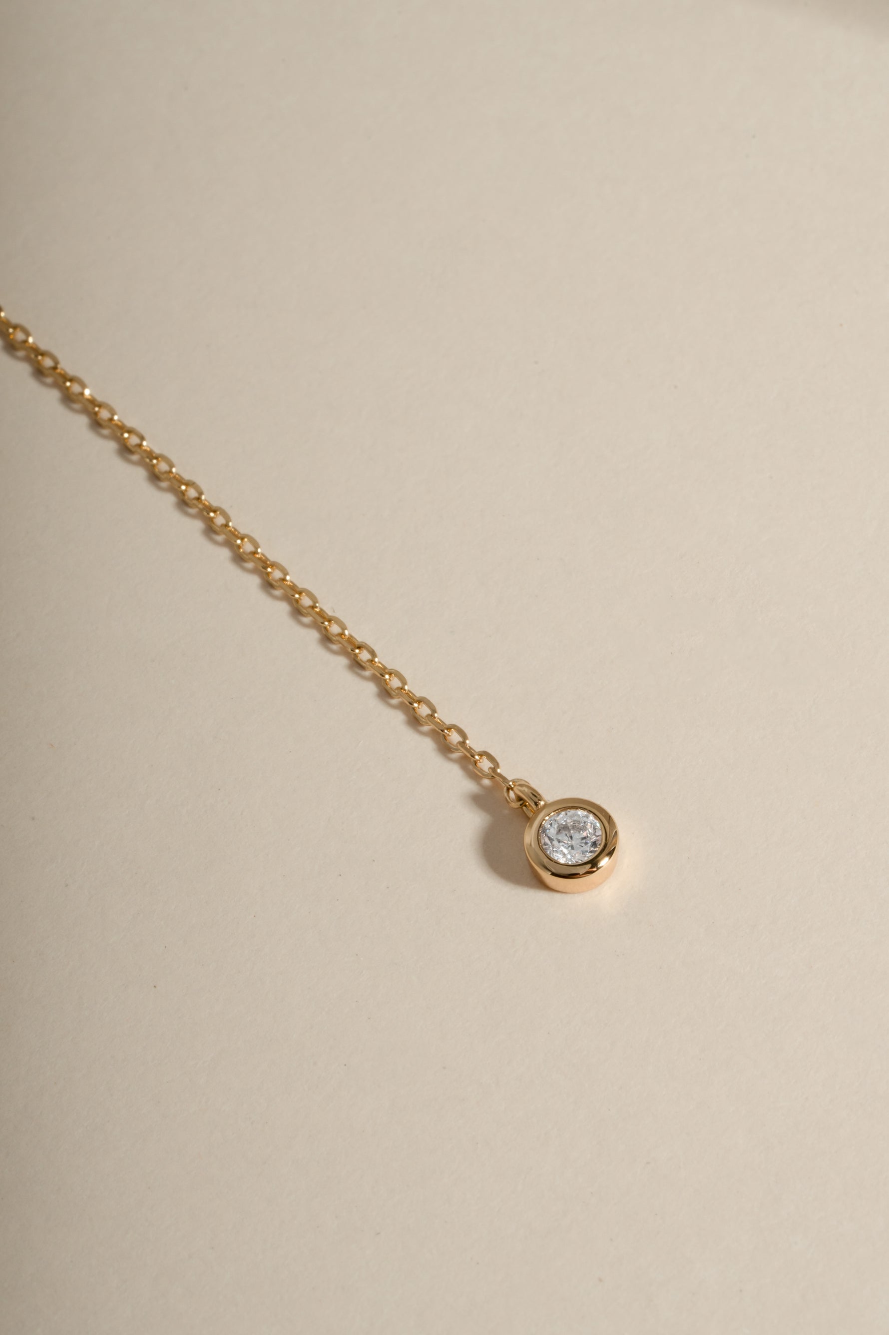 Gold diamond pendant long Y necklace