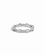 Closeup image of silver stacking ring 