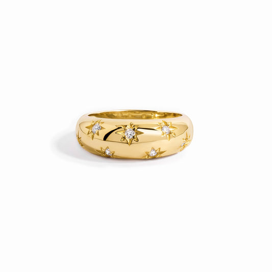 closeup image of bold star dome ring