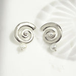 silver shell earrings with a dangle drop earring design