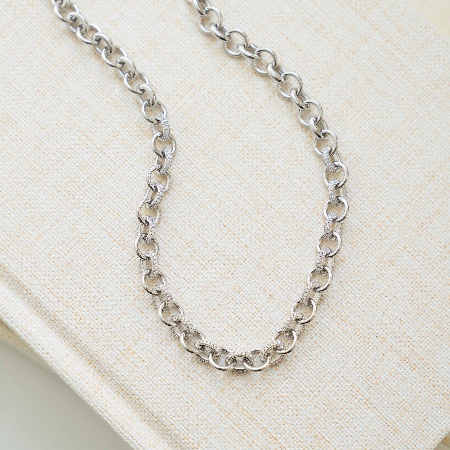 silver statement necklace with chain link necklace design