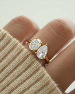 Gold diamond ring on model 