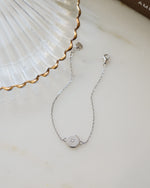 Sterling silver diamond pendant chain bracelet 