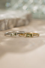 Sterling silver and gold peridot birthstone stackable rings