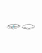 sterling silver aquamarine ring paired with thin stacking ring