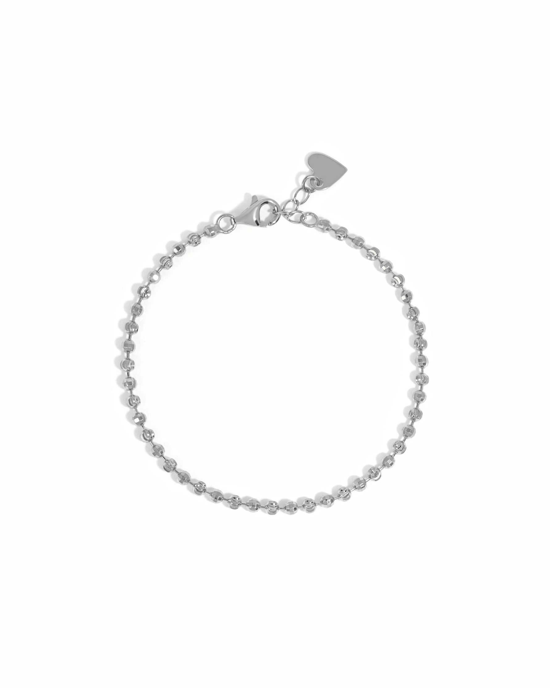 Sterling silver adjustable bracelet on white background