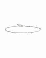 Sterling silver box chain bracelet on a white background