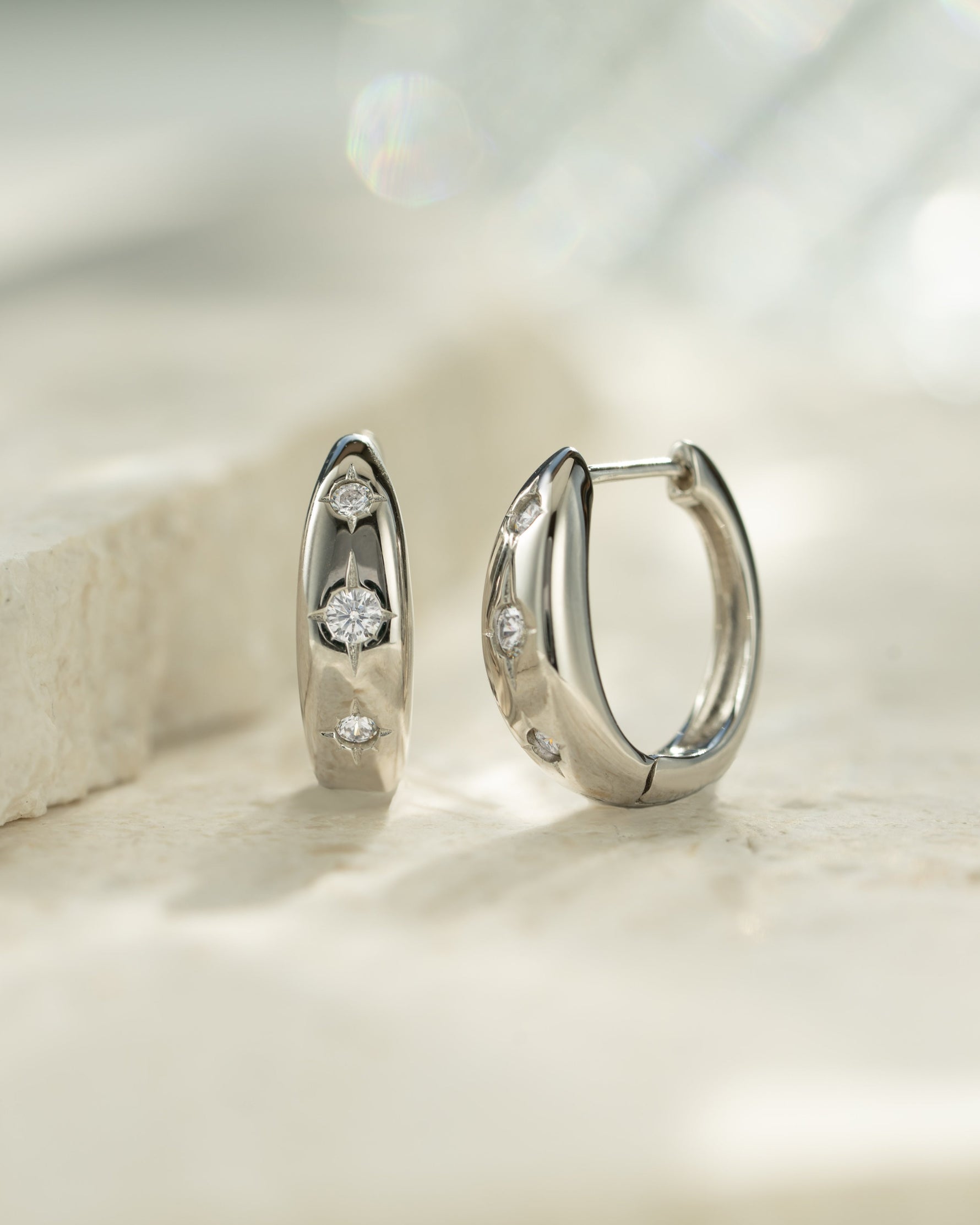 Sterling silver thick hoop earrings 