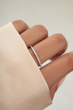 Sterling silver diamond ring on model