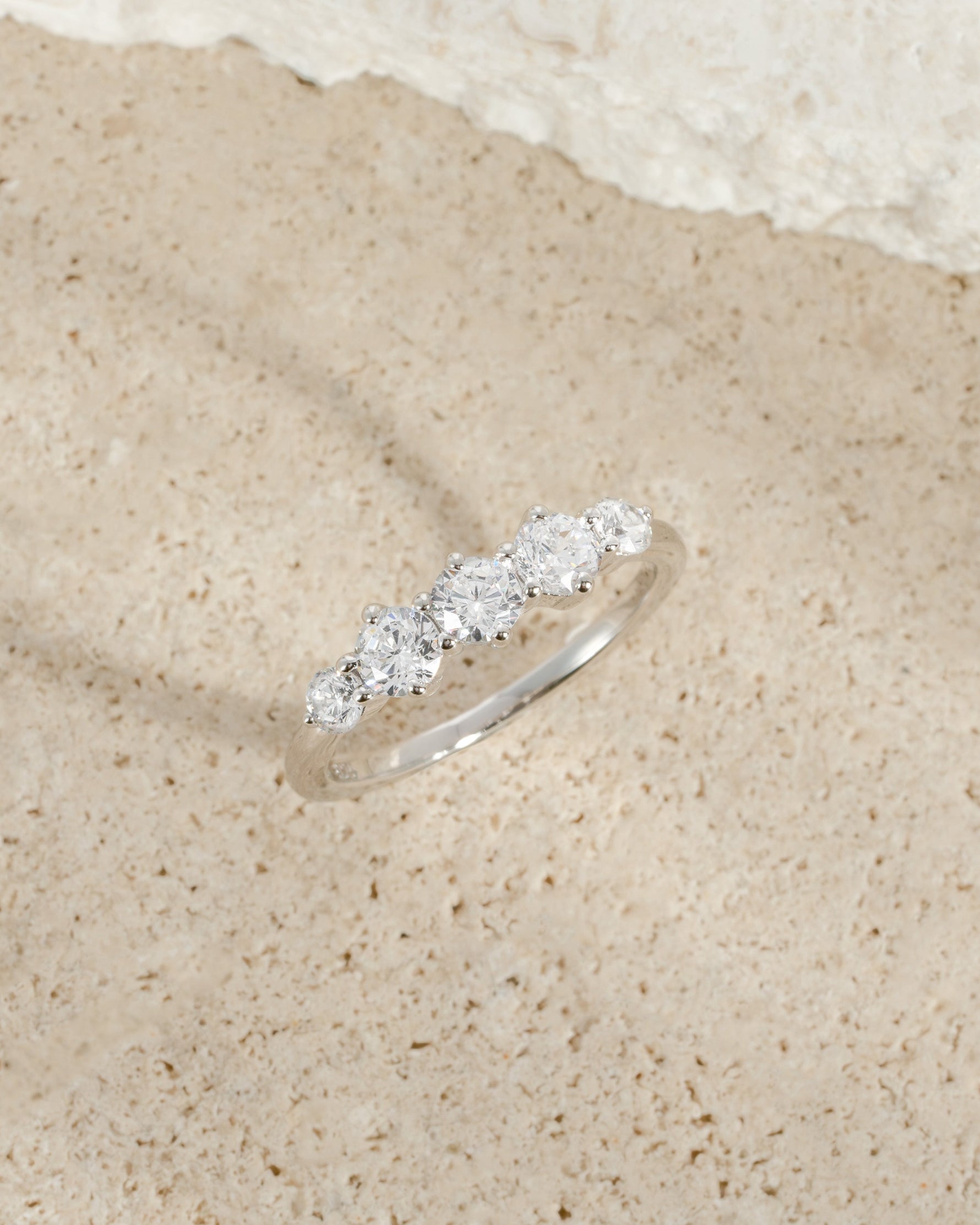 Sterling silver promise diamond ring