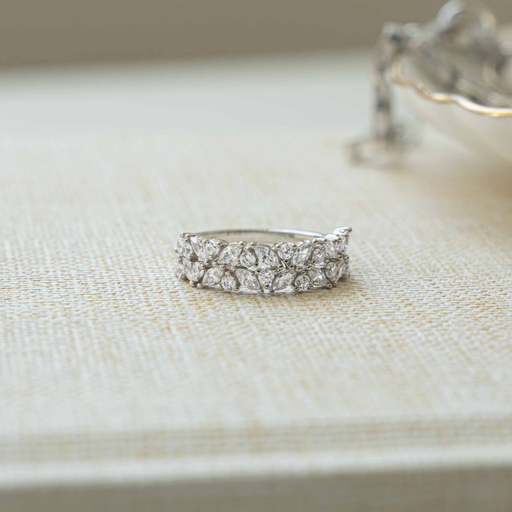 double cluster silver stacking rings