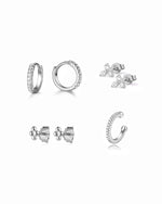 sterling silver dainty diamond earrings.