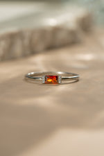 Sterling silver garnet gemstone ring