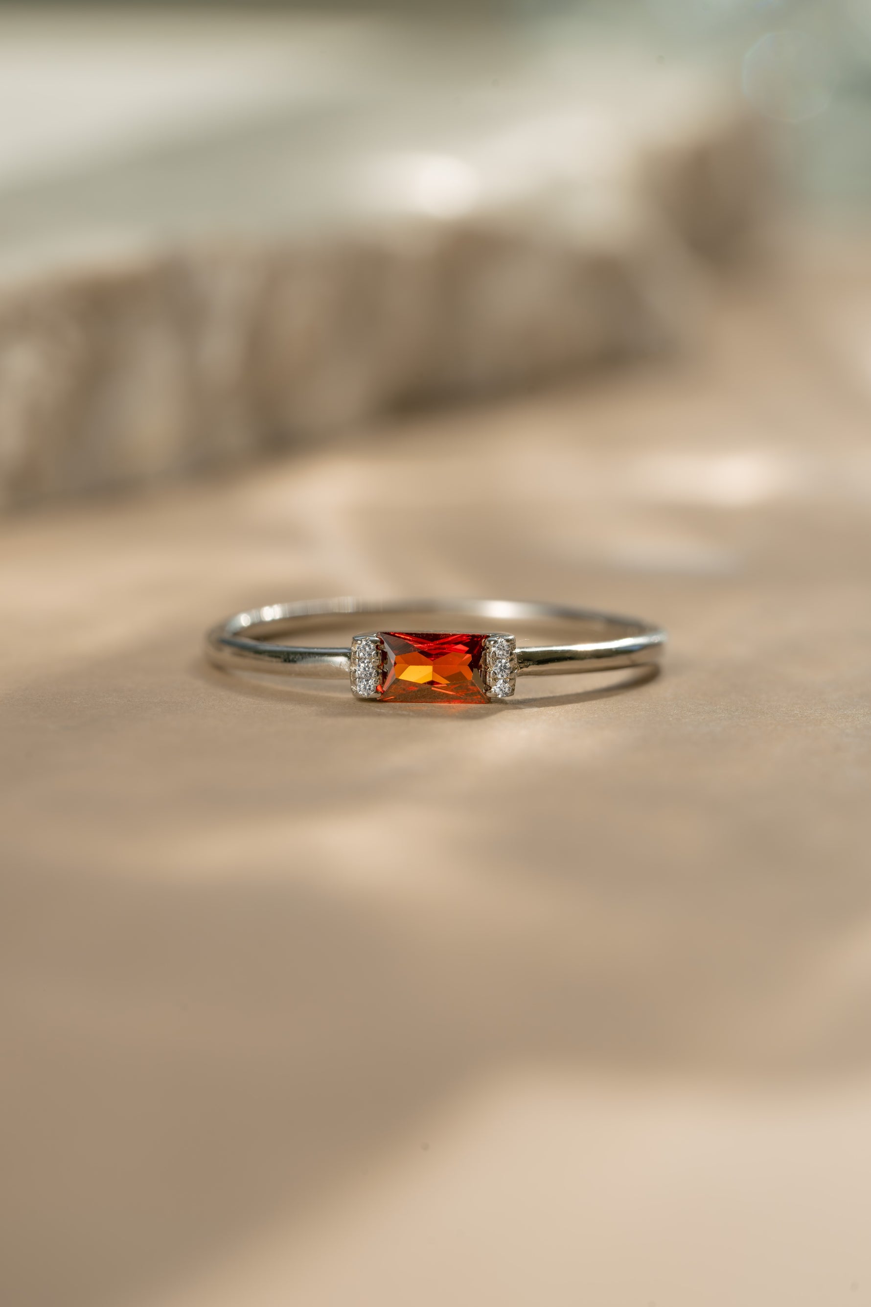 Sterling silver garnet gemstone ring