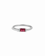 Sterling silver garnet birthstone baguette ring