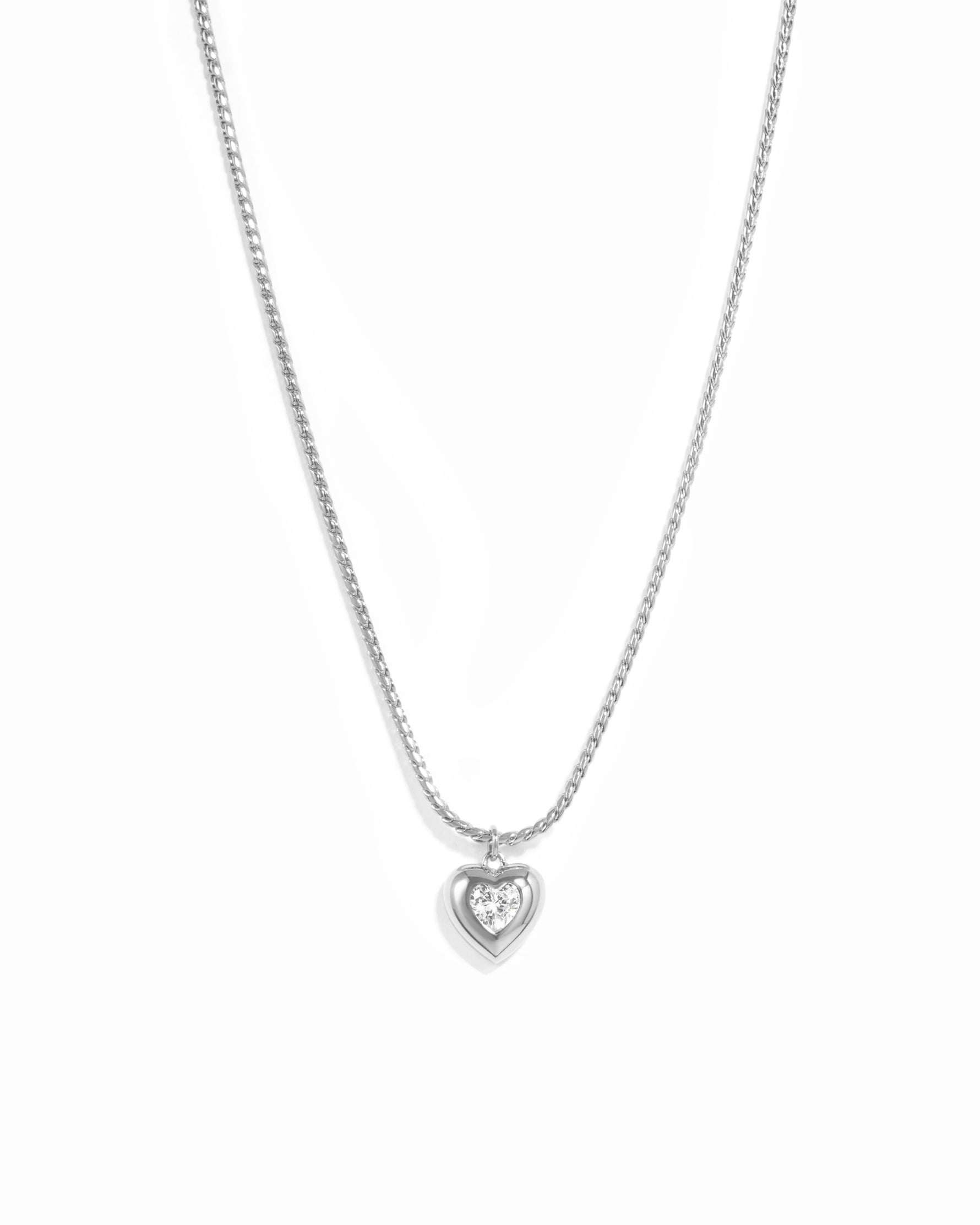 Sterling silver chain necklace with heart pendant