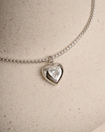 Silver chain heart pendant love necklace 