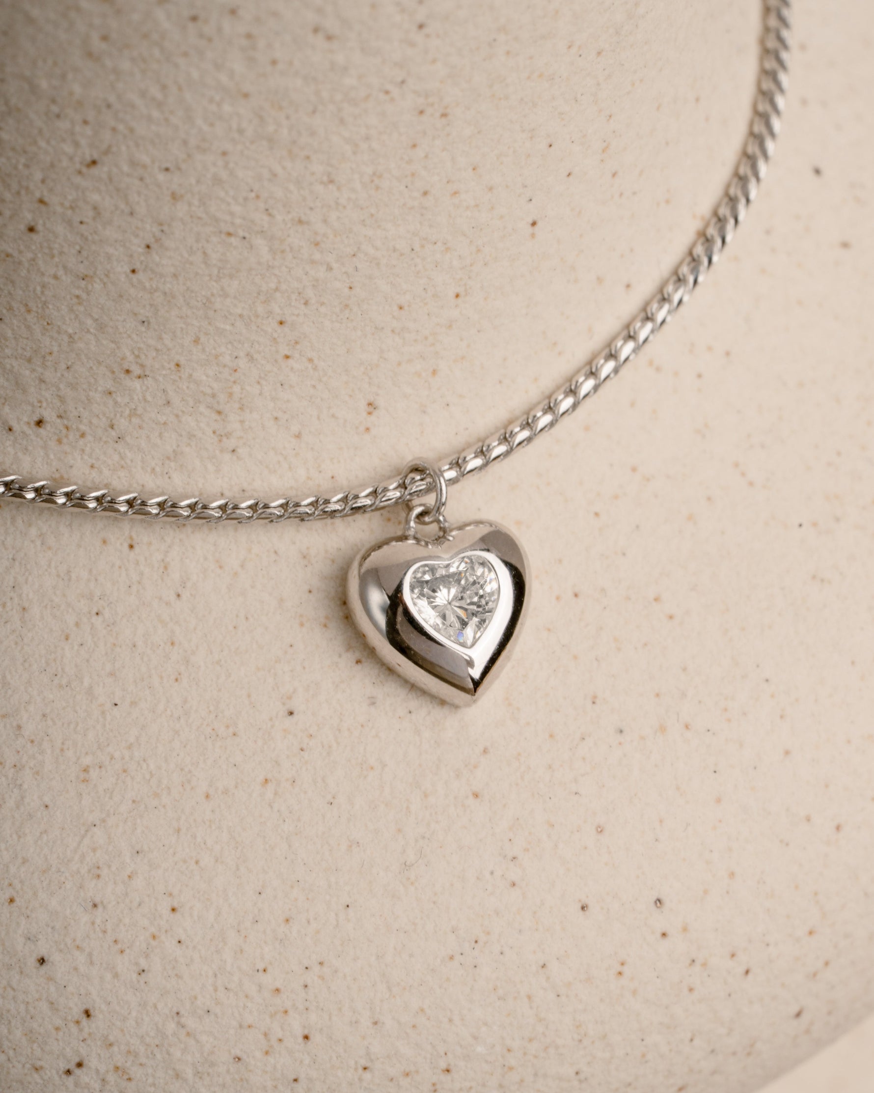 Silver chain heart pendant love necklace 