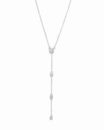Sterling silver Y necklace on a white background