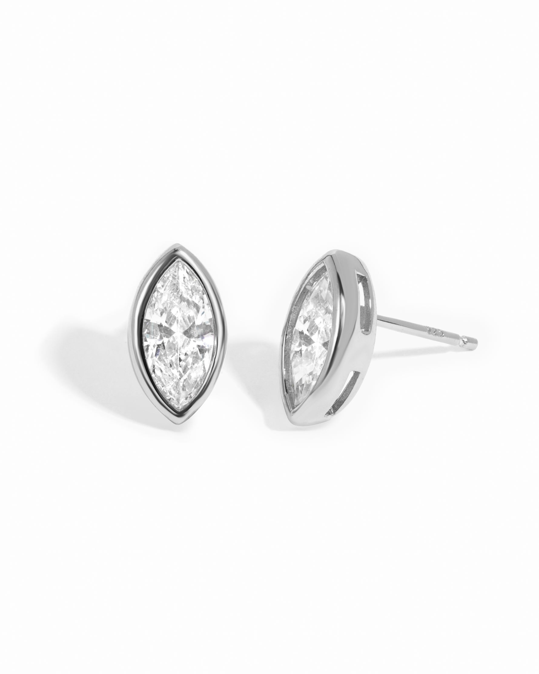 Sterling silver marquise cut stud earrings