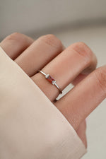 Sterling silver garnet gemstone ring on model