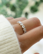 Sterling silver dainty diamond ring on model
