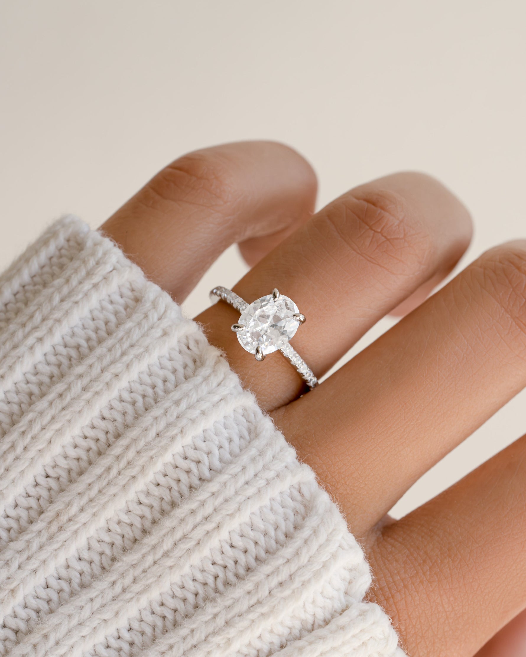 Sterling silver wedding ring on models hand