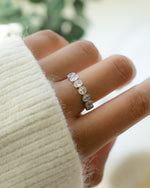 Sterling silver wedding band on model