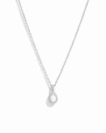 Silver tear drop birthstone opal pendant necklace. 