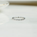 Closeup image of sterling silver wedding band 