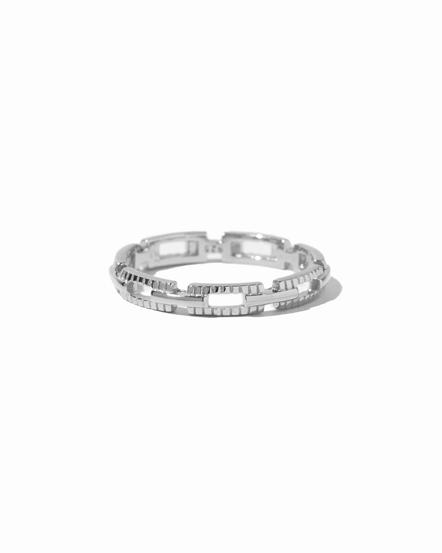 silver square link ring
