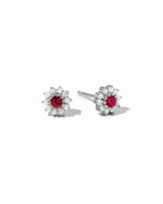 sterling silver ruby flower stud earrings.