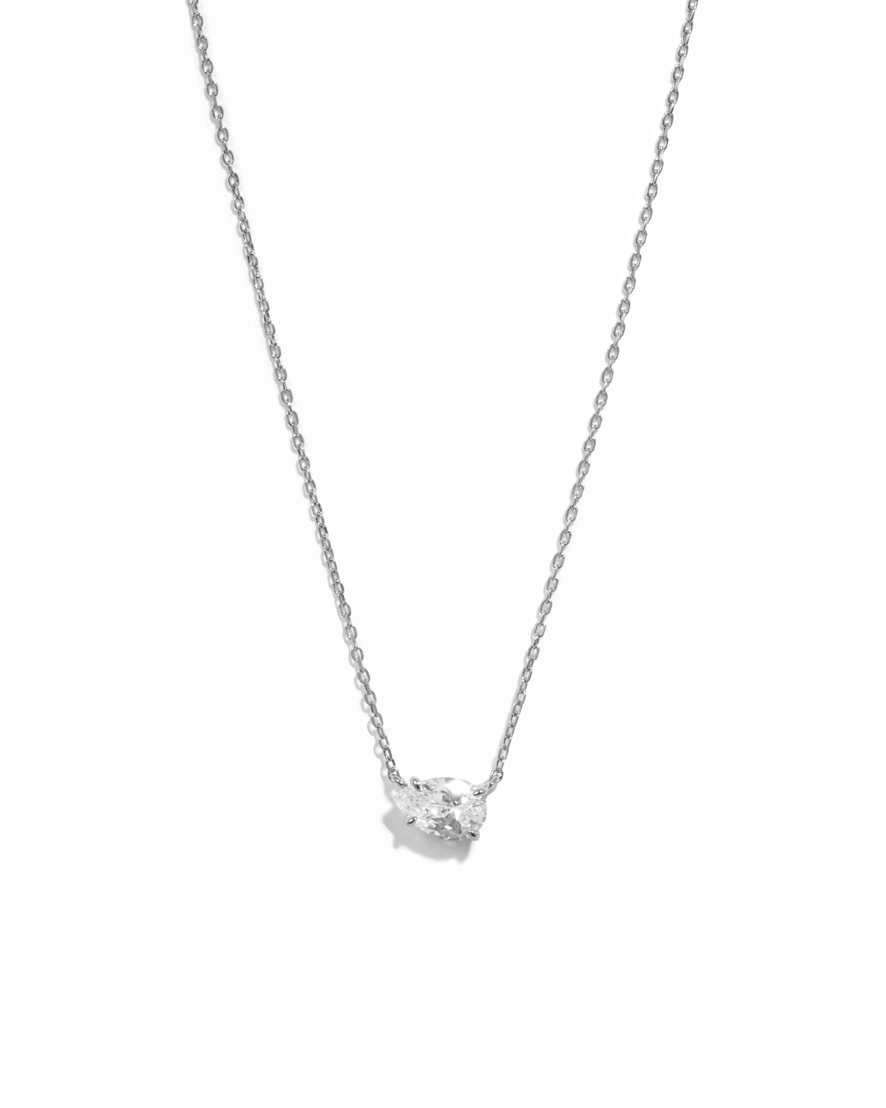 Silver chain pendant necklace on white background