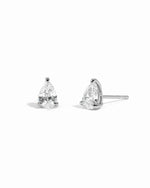 Sterling silver cubic zirconia stud earrings on a white background