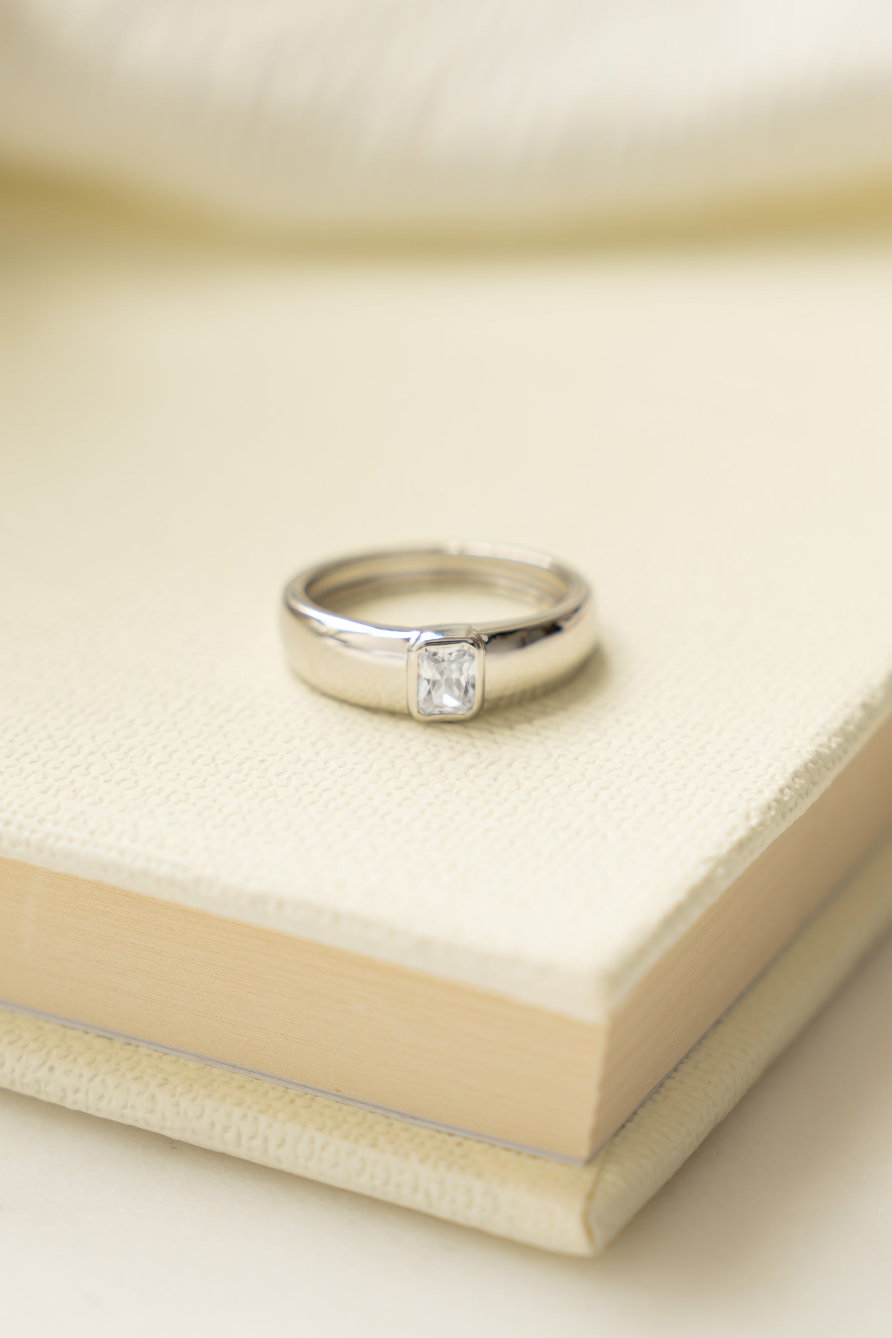 Sterling silver Baguette Dome Ring by Sami Jewels featuring a bold, statement design on a sleek ring band.