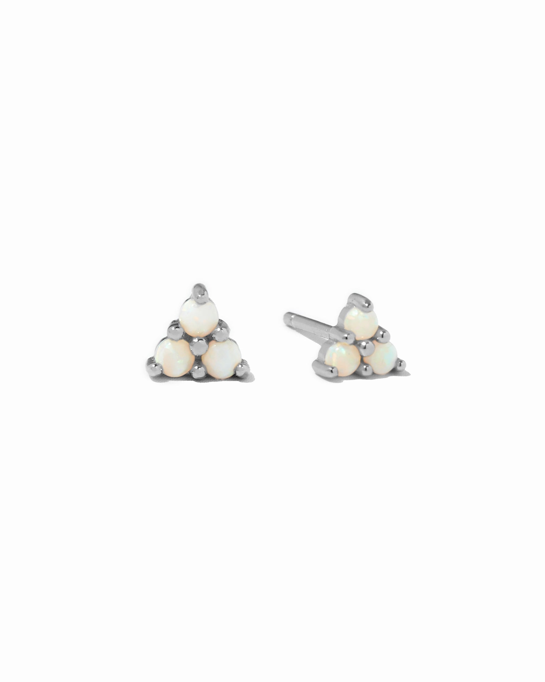 Delicate sterling silver opal stud earrings. 
