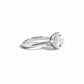 side view of silver pearl and pear cut cz ring