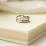 closeup image of sterling silver ring featuring a chunky ring design
