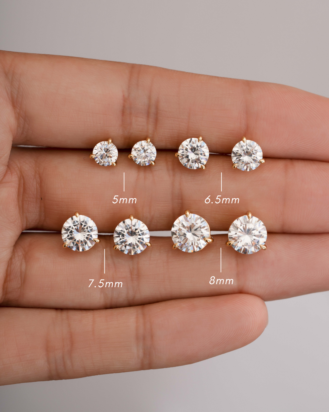 diamond stud earrings available in 4 sizes 