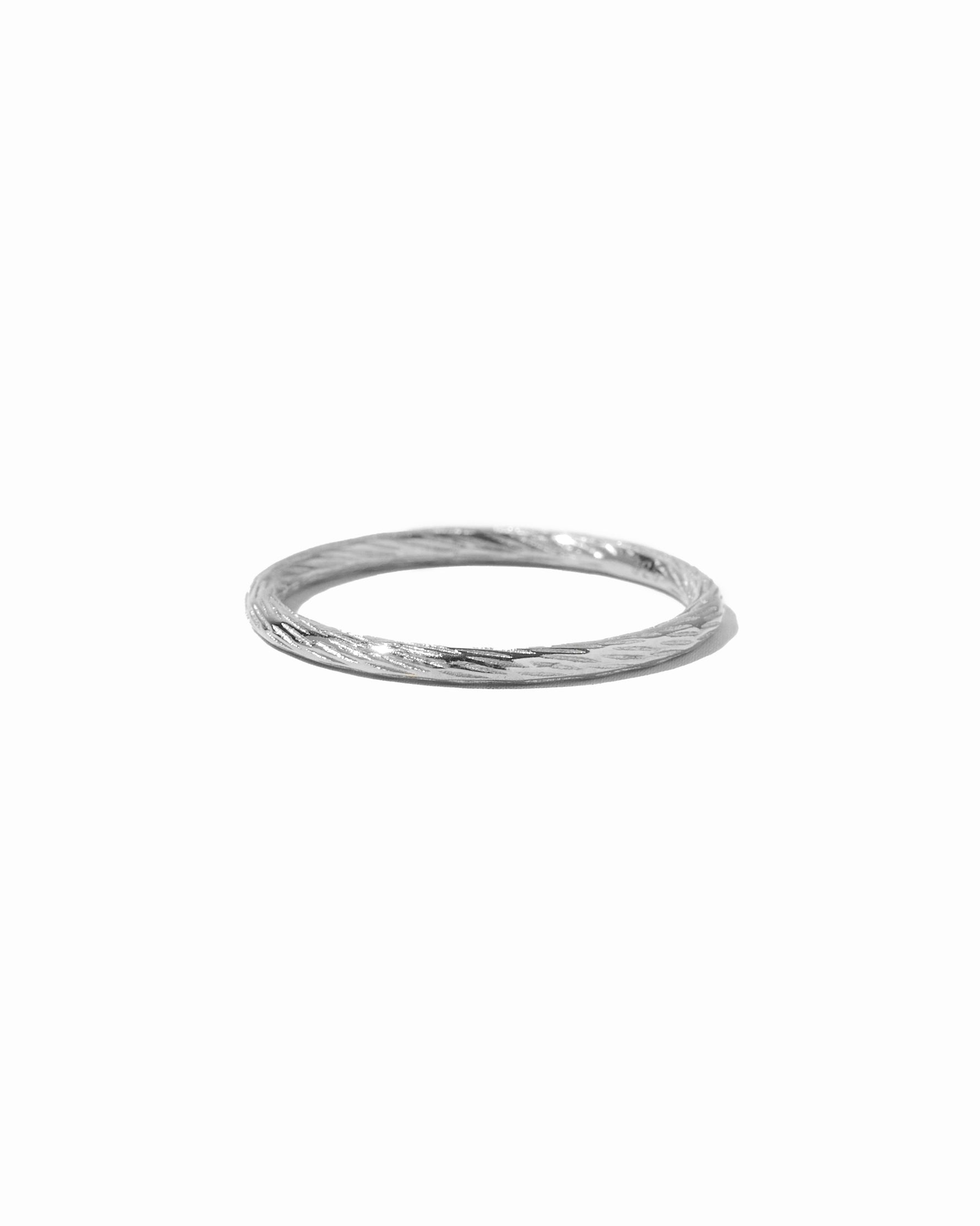 silver textured band ring