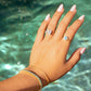 model wearing toi et moi ring paired with turquoise jewelry
