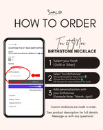 image showcasing how to order the custom toi et moi birthstone necklace