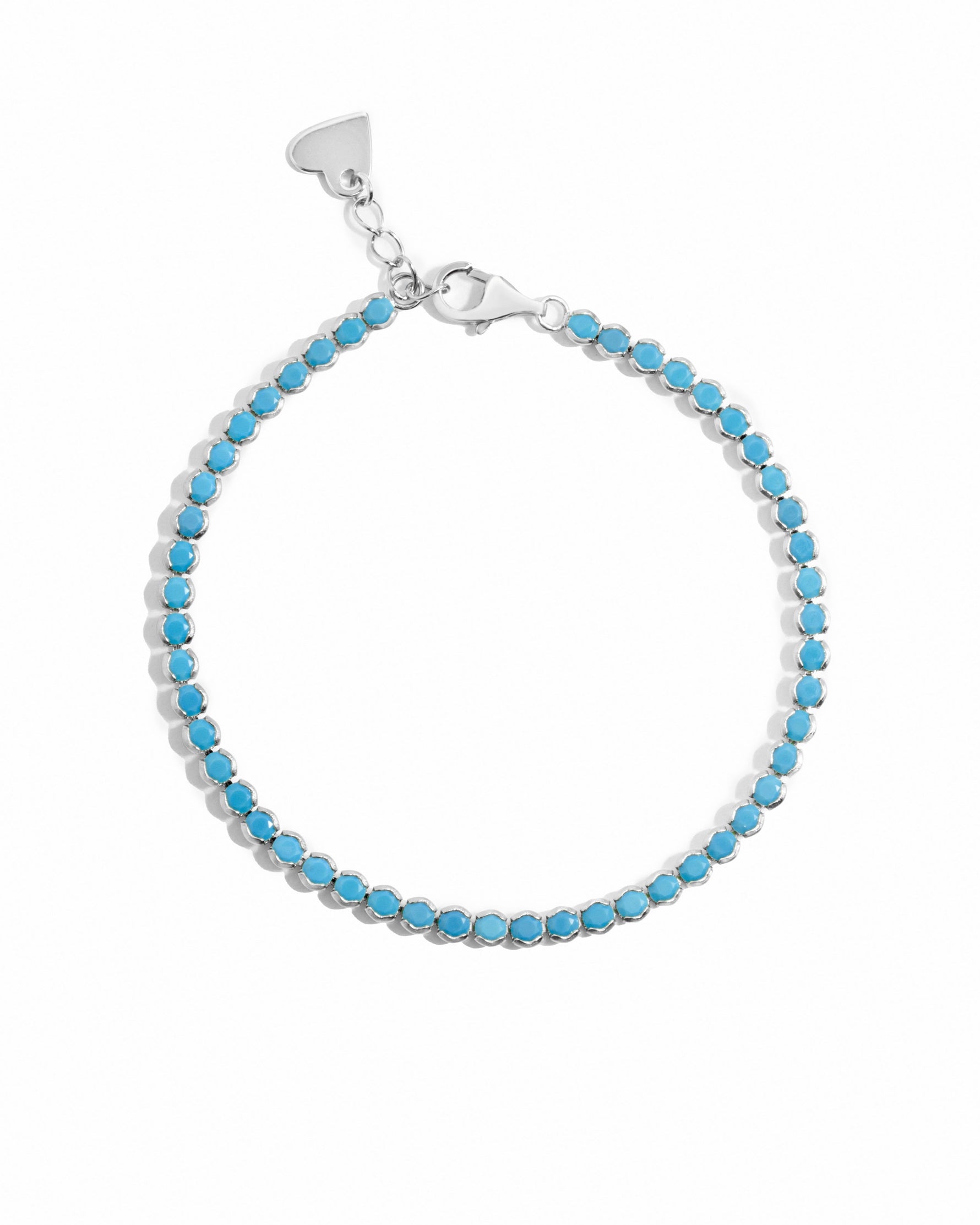 sterling silver round turquoise tennis bracelet