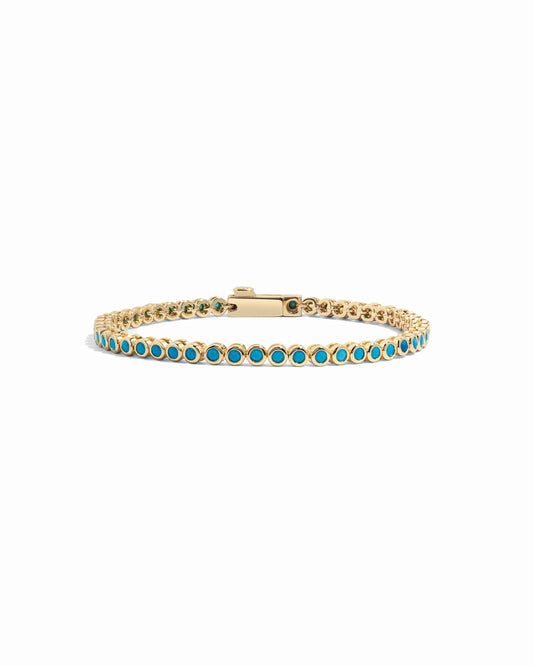 turquoise round bezel tennis bracelet