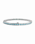 silver turquoise tennis bracelet with latch back clasp