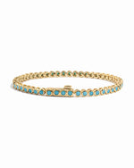 gold turquoise tennis bracelet with latch back closure clasp