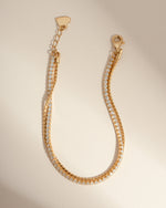 Gold rope chain bracelet and dainty tennis bracelet set